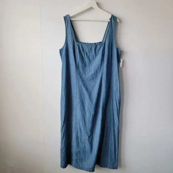 Old Navy | Dresses | Old Navy Womens Fit Flare Sleeveless Denim Midi Dress  Size Xl Squareneck | Poshmark